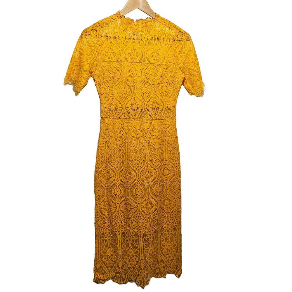 LULUS Remarkable Bright Orange Short Sleeve Lace Dress Size XS